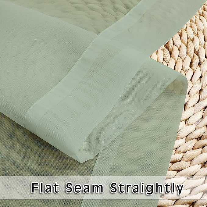 2 Panels Window Sage Green Sheer Curtains 42" x 45" Inches - Image 5