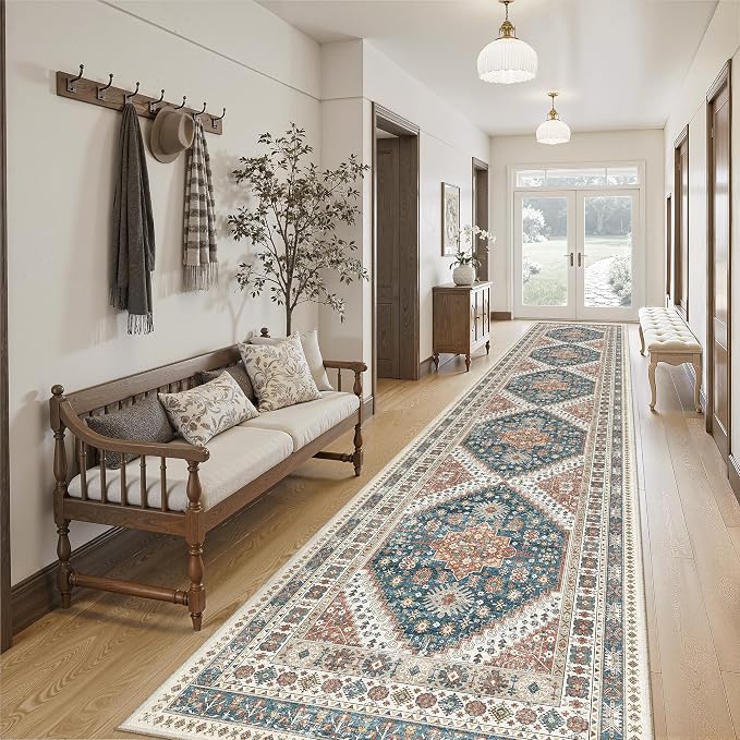 Madane Hallway Runner Rug 2'6''x14' Kitchen Runner, Non Slip Vintage Runners - Image 4