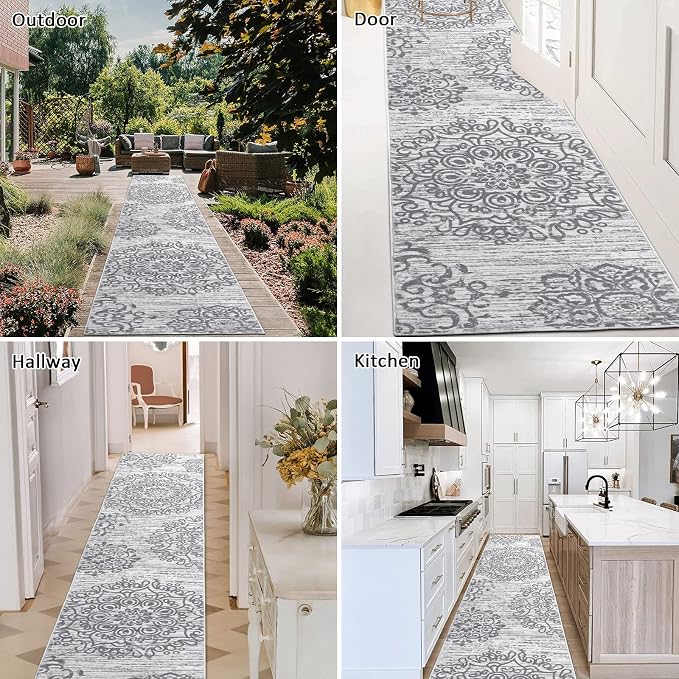 HEBE Hallway Runner Rug 2'x10' Washable Vintage Distressed Area Rugs Non Slip - Image 3