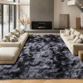 ONASAR 8x10 Area Rugs for Living Room, Tie-Dyed Dark Grey Fluffy Shag Large by ONASAR
