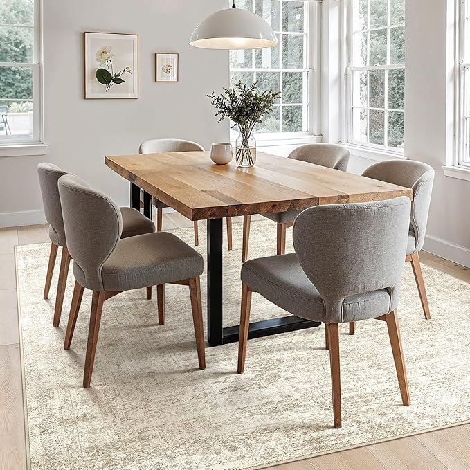 UERMEI Square Area Rugs : Washable 6x6 Neutral Modern Abstract Carpet - Image 3