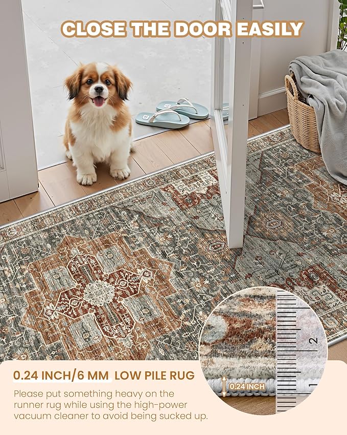 Runner Rug 2x8 Runners for Hallways Non Slip Washable, Vintage Hallway Runner - Image 6
