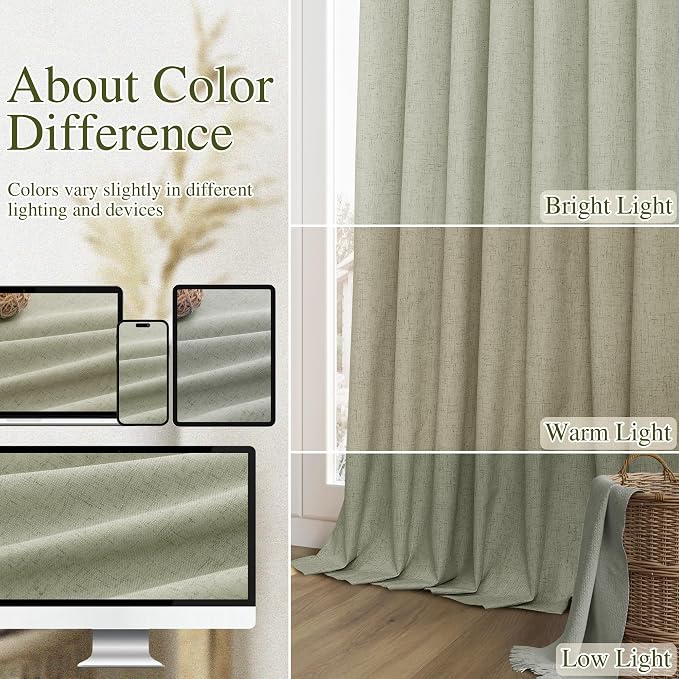Sage Green 100% Blackout Curtains 63 Inch Length 2 Panels Set - Image 7