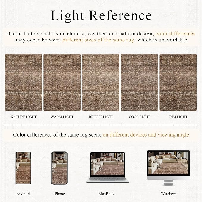 Schweek Brown 5x7 Area Rugs Washable Non Slip Rug - Image 6