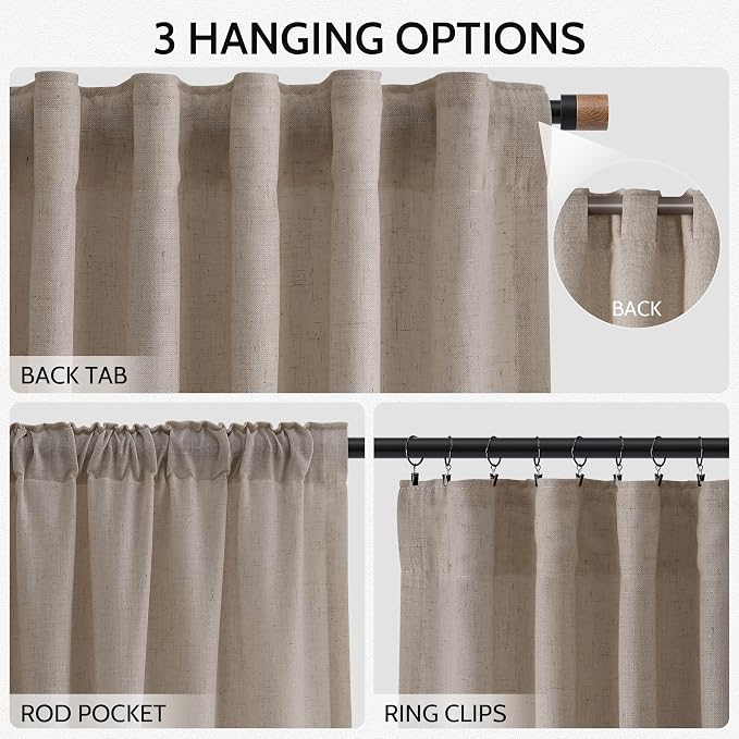 Nanspring Ecru Curtains 90 Inches Long - Image 2