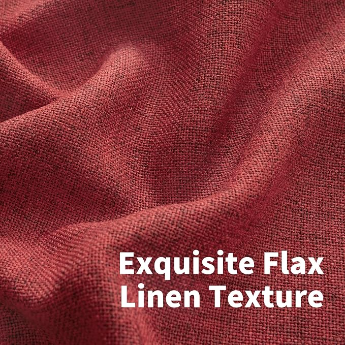 YoungsTex Burgundy Red Linen Curtains 80 Inch Length - Image 5