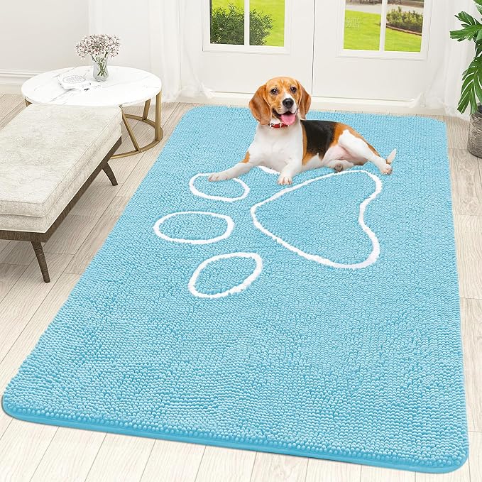 OLANLY Dog Door Mat for Muddy Paws 59x35, Paw Print Design, Absorbs Moisture by OLANLY