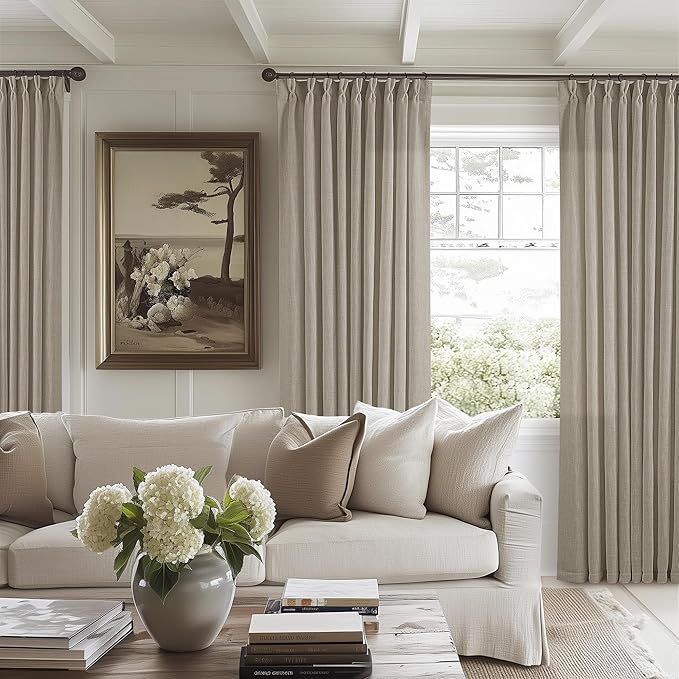 Burlywood Birch Taupe Pinch Pleated Linen W60xL102 Inch Curtains | by Twodrapes