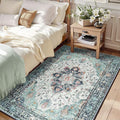 Area Rugs 3'x5' Washable Non-Slip, Floral Vintage Distress Print Pattern by RELEANY