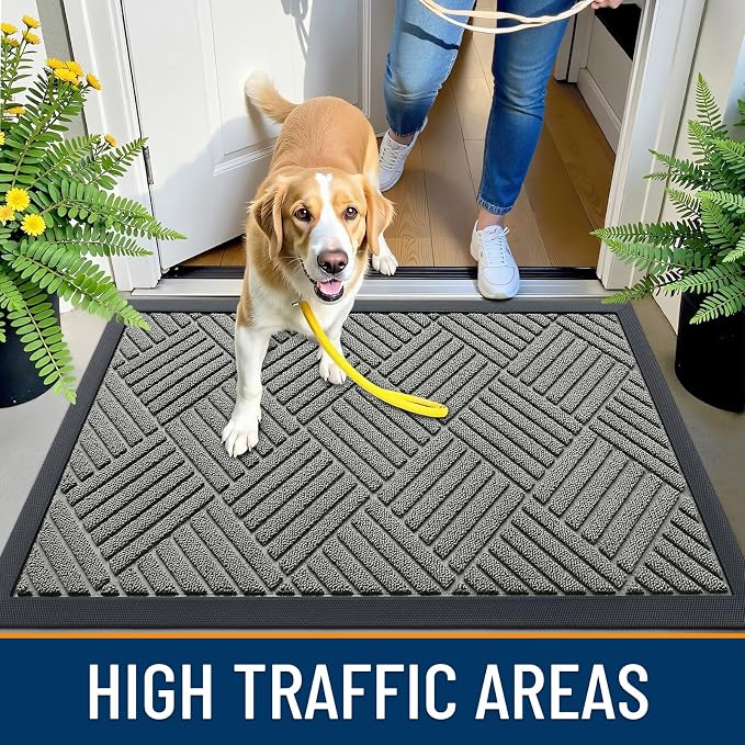 OLANLY Front Door Mat Outside Entrance 35x23, Heavy Duty Sturdy Natural Rubber - Image 5