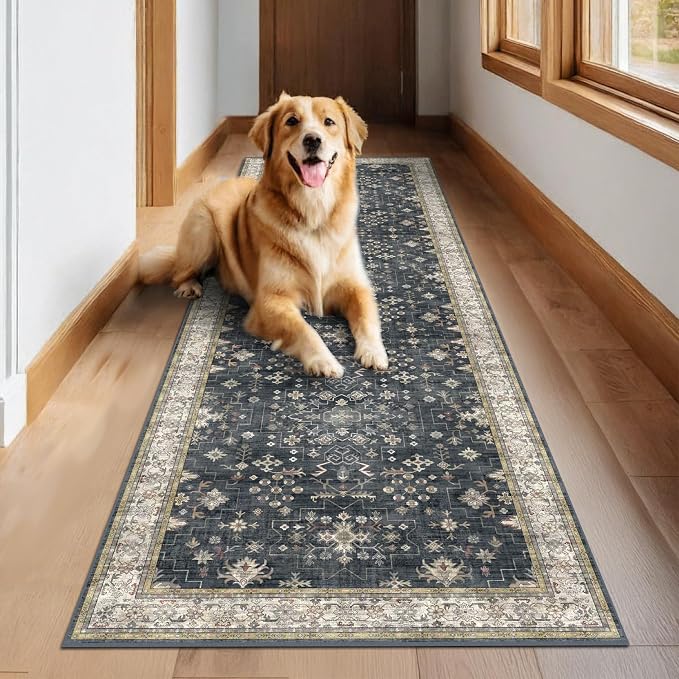 Dark Washable Long Runners for Hallways, Entryway Indoor Rug, Non Slip Rubber - Image 8