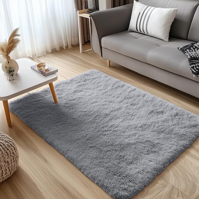 OLANLY 3x5 Machine Washable Small Bedside Rug, Soft Fluffy Shaggy Rugs - Image 3