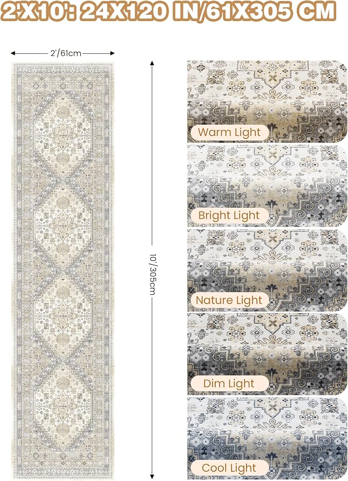 Runner Rug 2x10, Ultra-Thin Kitchen Rugs Non Slip Washable Rugs - Image 2