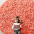 OLANLY Coral Red Round Rugs for Bedroom by OLANLY