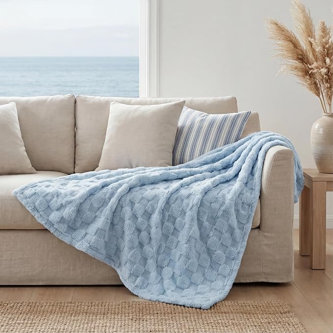Bedsure GentleSoft Light Blue Throw Blanket - Image 6
