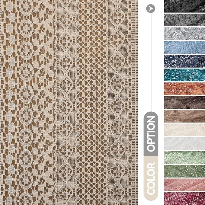 WAZZIO Boho Lace Curtains 45 Inches 2 Panel, Light Filtering Privacy Tassel & - Image 11