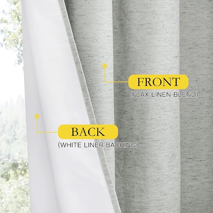 NICETOWN Grey Long Linen Full Shade Panels, Pair of Thermal Insulated & Energy - Image 5