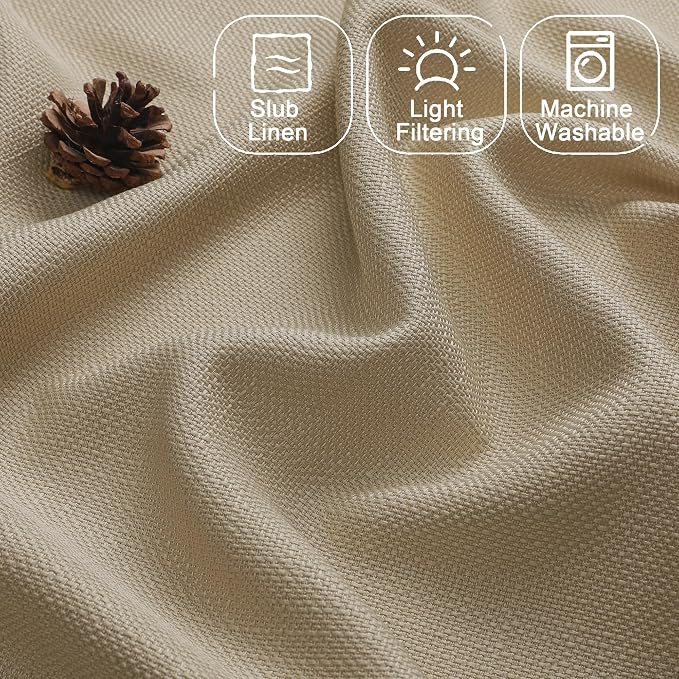 Chyhomenyc Camel Valance for Windows, Light Filtering Faux Linen Solid Short - Image 3