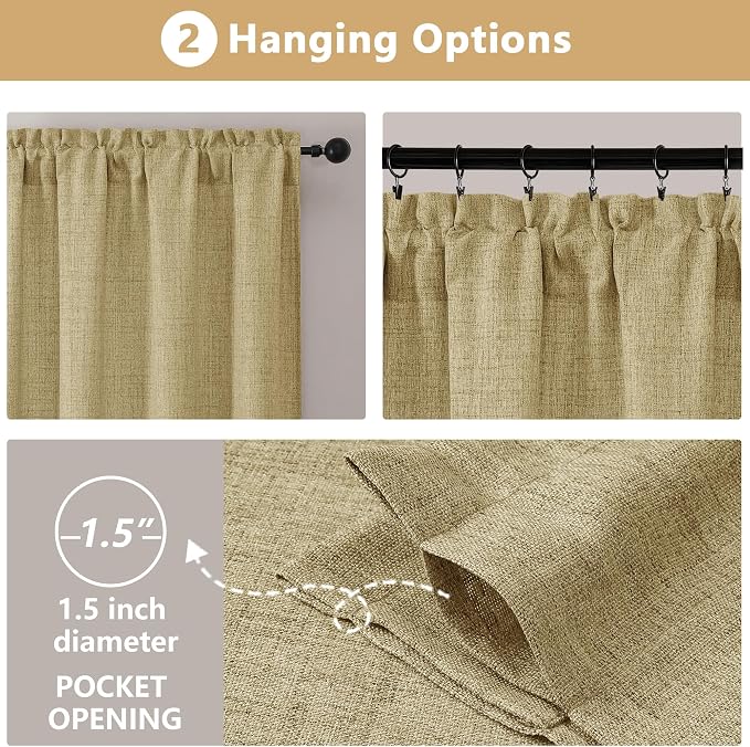 OVZME Valance for Windows, Light Filtering Faux Linen Textured Small Short - Image 7