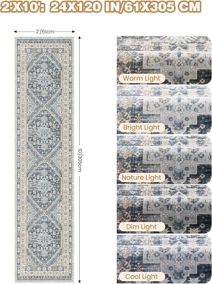 Runner Rug 2x10, Ultra-Thin Kitchen Rugs Non Slip Washable Rugs - Image 2