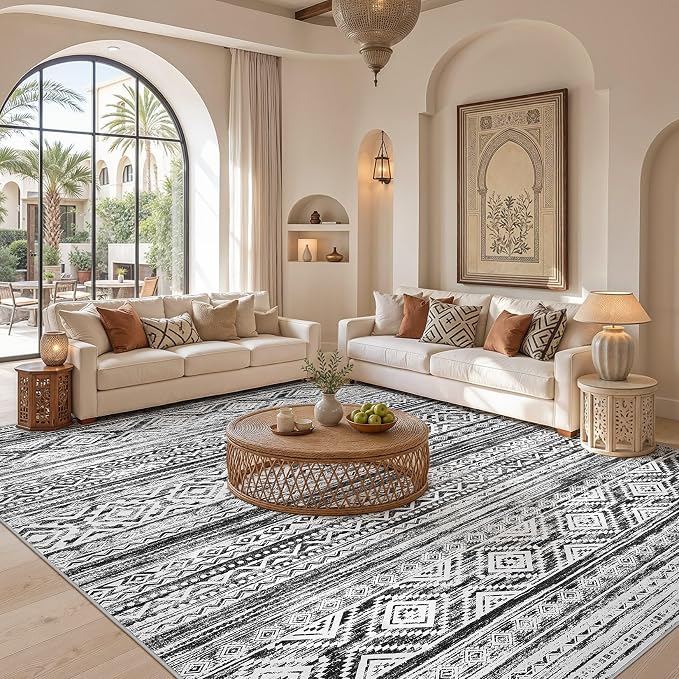 cotiled Boho 9x12 Area Rug for Living Room: Large Moroccan Washable Rug | Solve - Image 5