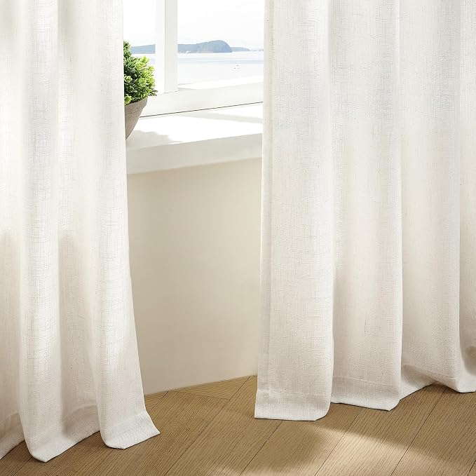 Natural Pinch Pleated Linen Curtains 63 Inch Length 2 Panels Set | - Image 6