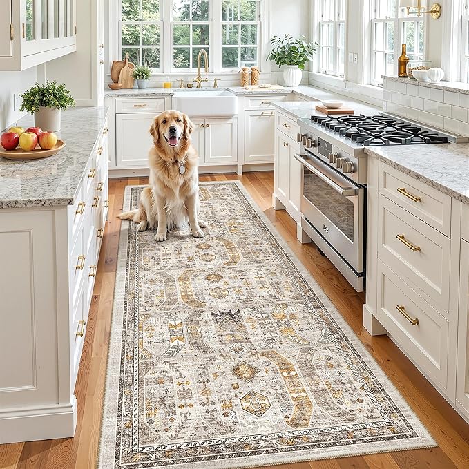 Madane Hallway Runner 3x8, Kitchen Rugs Washable Entryway Rug Vintage Kitchen by Madane