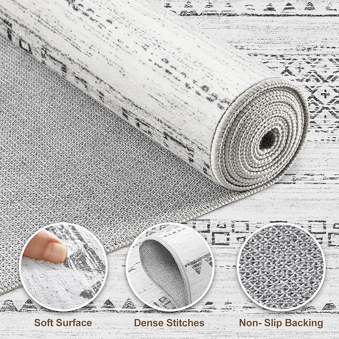 Nakagishi Runner Rug Kitchen Washable Rugs: 3x8 Non-Slip Boho Soft Modern Stain - Image 3