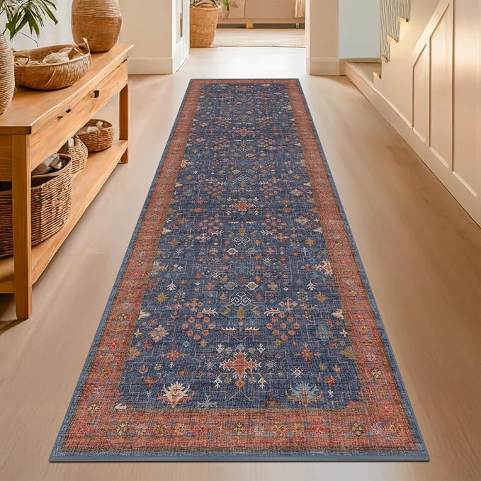 Navy Blue Washable 10 ft Long Runner - Image 3