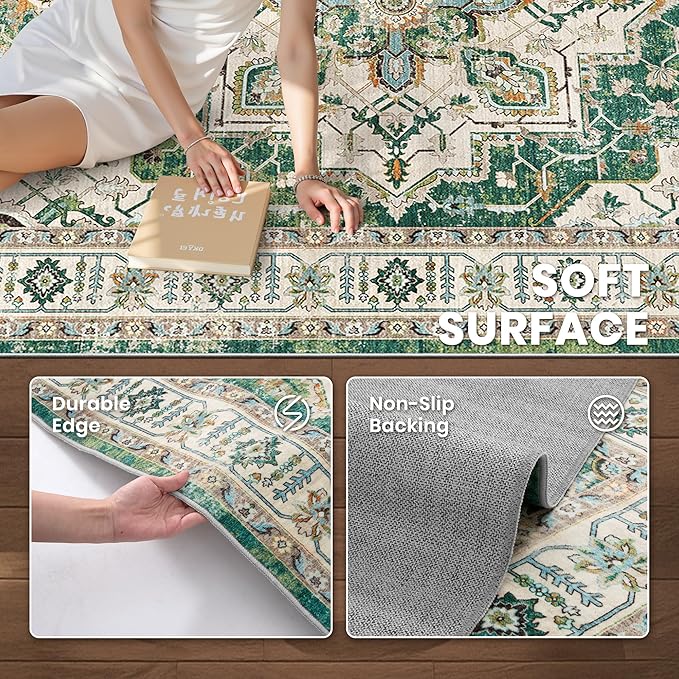 zesthome 9x12 Area Rugs, Stain Resistant Washable Rug, Ultra-Thin Rugs - Image 6