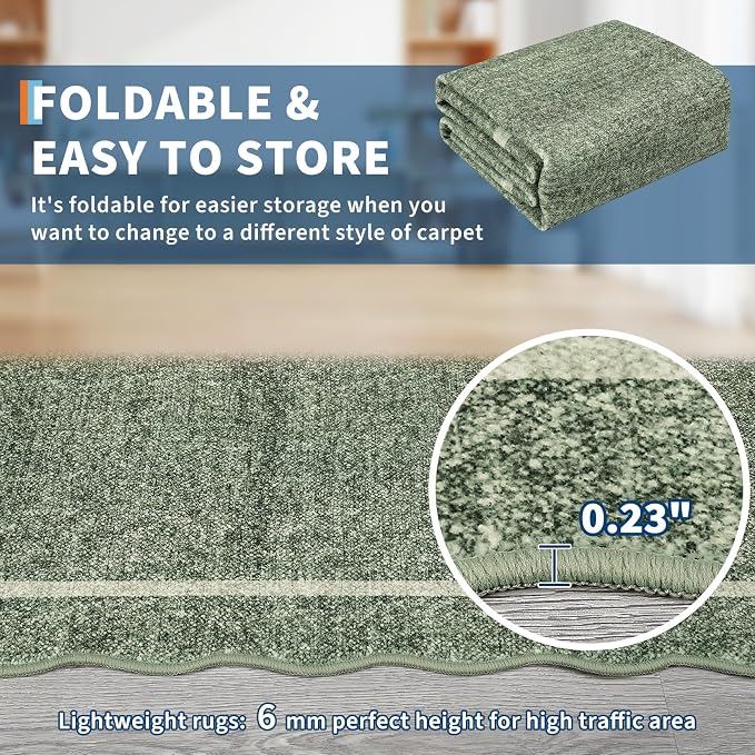 GarveeHome Scalloped Washable Non-Slip Round Rug 4 ft - Image 8