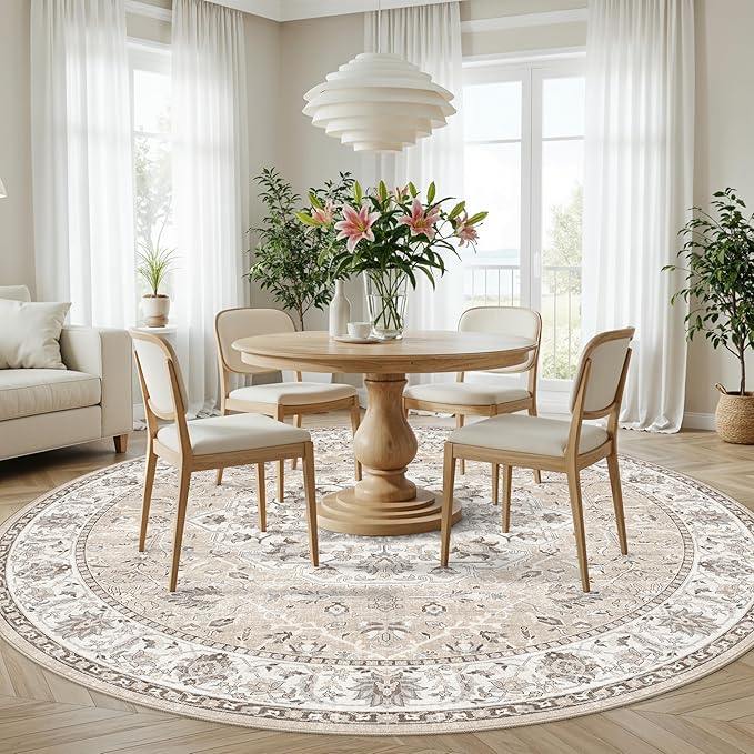 Washable 6ft Circle Round Rug: 6x6 Low-Pile Circular Rug - Image 6