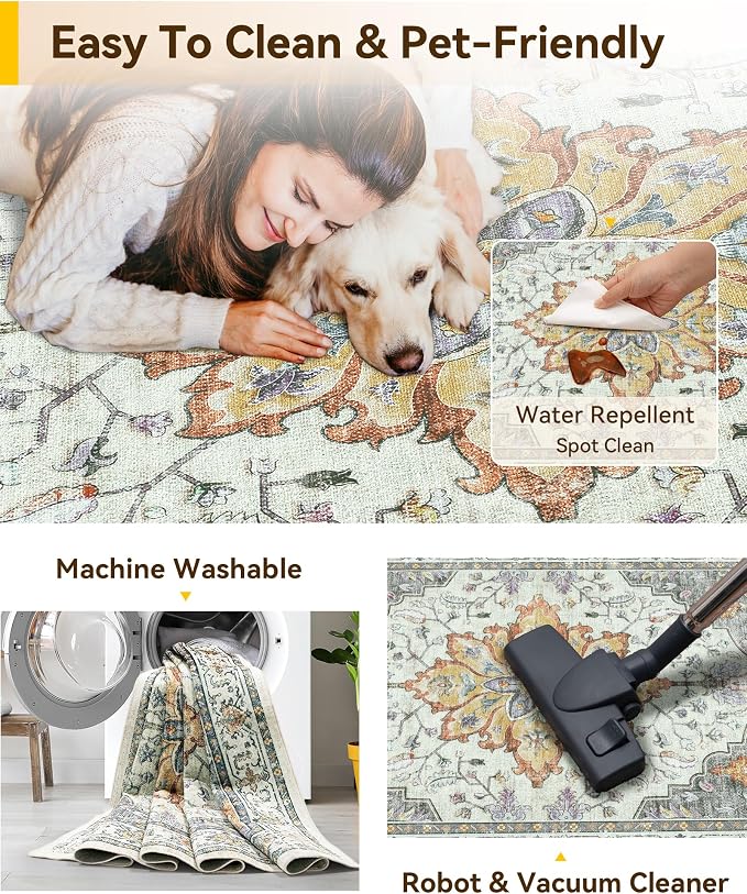 RELEANY Area Rugs 2'x6' Runner Rug Non Slip Washable - Image 4