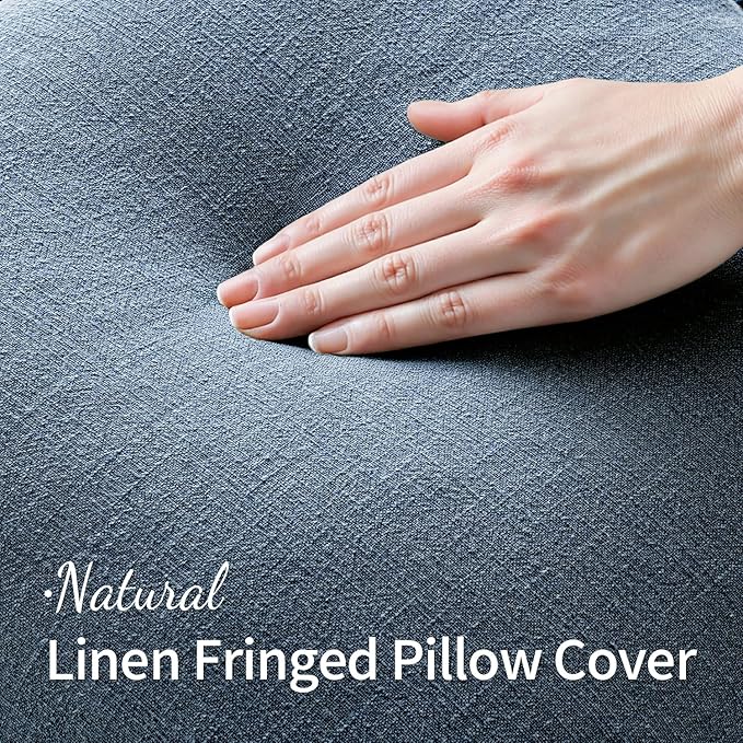 MIULEE Decorative Throw Pillow Covers Neutral Linen Fringe Throw Pillows Set of - Image 3