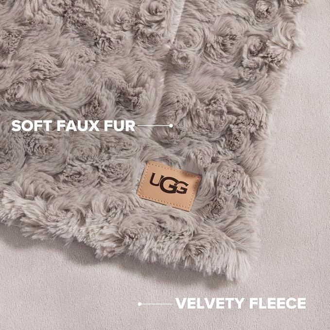 UGG Adalee Faux Fur Twin Size Blanket, Warm Cozy Blanket, Extra Large Throw - Image 3