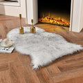 duduta White Black Faux Sheepskin Throw Rug 2x3 ft, Fluffy Shag Fur Chair Cover by duduta