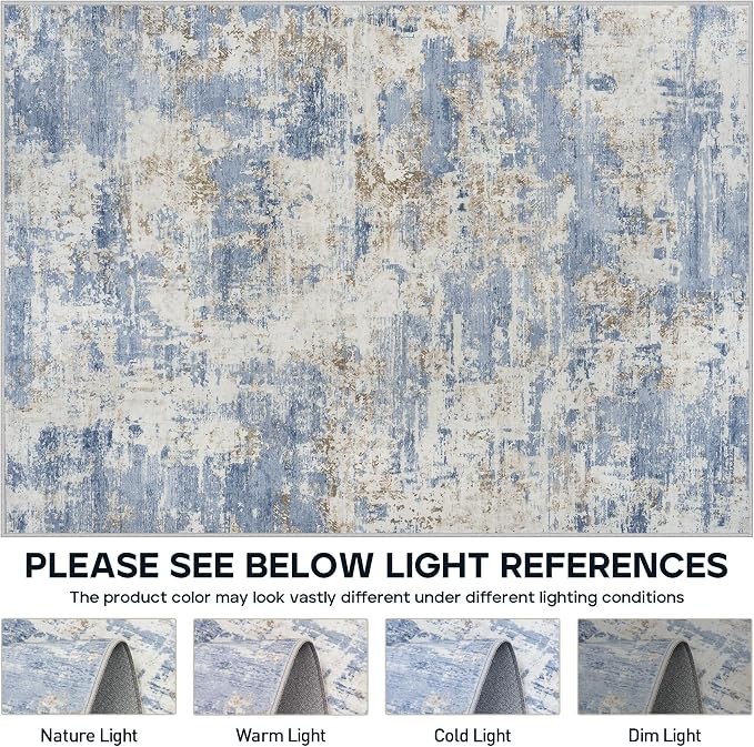Aelenmu 8x10 Area Rugs for Living Room Bedroom Dining Room Washable Blue | Soft - Image 7
