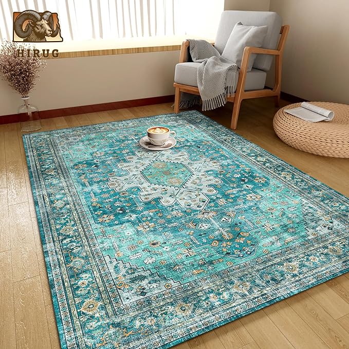 Washable Area Rug 3' x 5 ' Vintage Traditional Persian Mat - Image 4