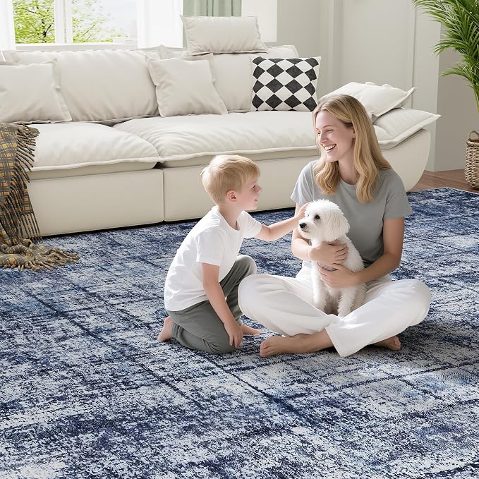 9x12 Area Rugs for Living Room Washable Rug: Anti-Skid Abstract Modern Living - Image 7