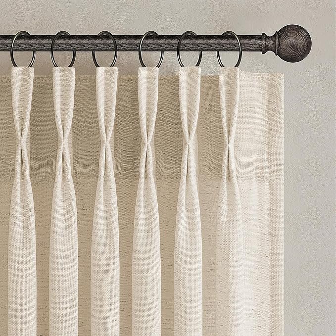 120 Inches Long Pinch Pleated Semi Sheer Curtains by Topfinel
