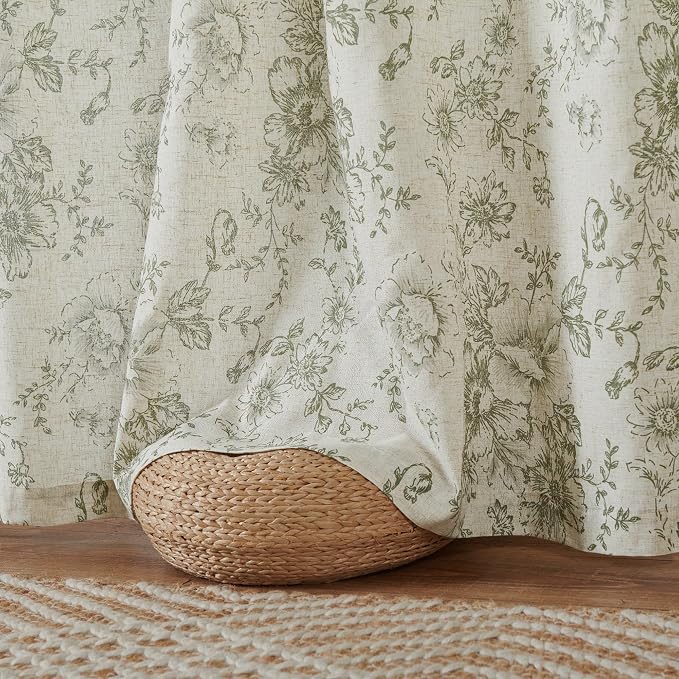 jinchan Pinch Pleated Curtains Floral Linen Blend Curtains - Image 4