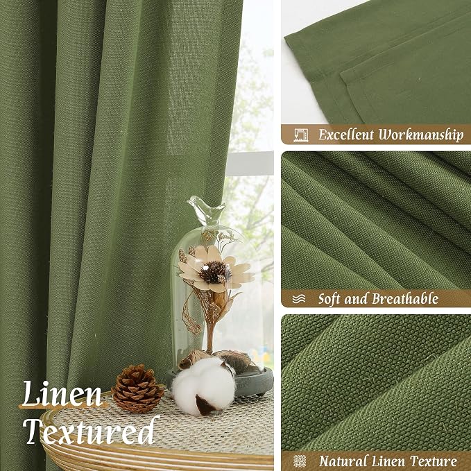 LAMIT Faux Linen Curtains 63 inches Long - Image 7
