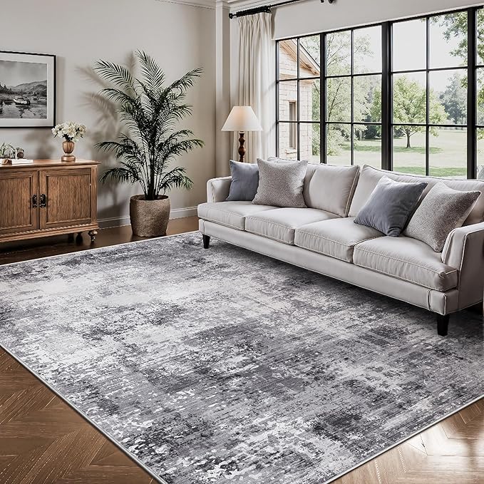 5x7 Area Rugs, Abstract Modern Ultra Soft Washable Rug, Non Slip Carpet by Yarooge