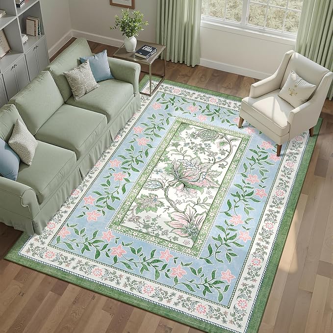 GarveeHome Blue Green Pink 8x10 Area Rugs by GarveeHome