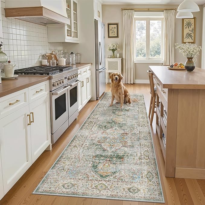 Madane Runner Rug 2'6''x8' Kitchen Runner, Hallway Runner Printed Vintage by Madane