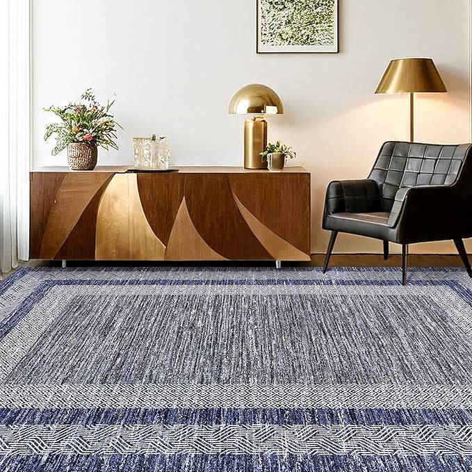 GarveeHome 2x6 Modern Bordered Runner Rug Soft Non Slip Runner Washable Non - Image 3