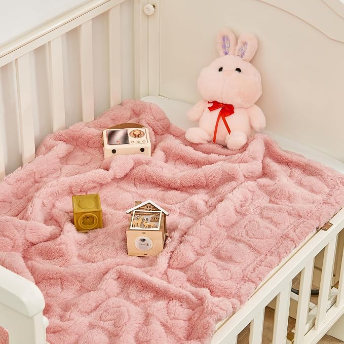 Yurhap Fleece Baby Blanket Heart Checkered Blanket, Ultra Soft Cozy Baby - Image 4