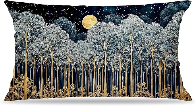 Rustic William Morris Inspired Forest Green Moon Decor Pillow Covers 12x20 by Unknown