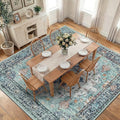 RELEANY Area Rugs Square 10ft Washable Non-Slip, Floral Vintage Distress Print by RELEANY