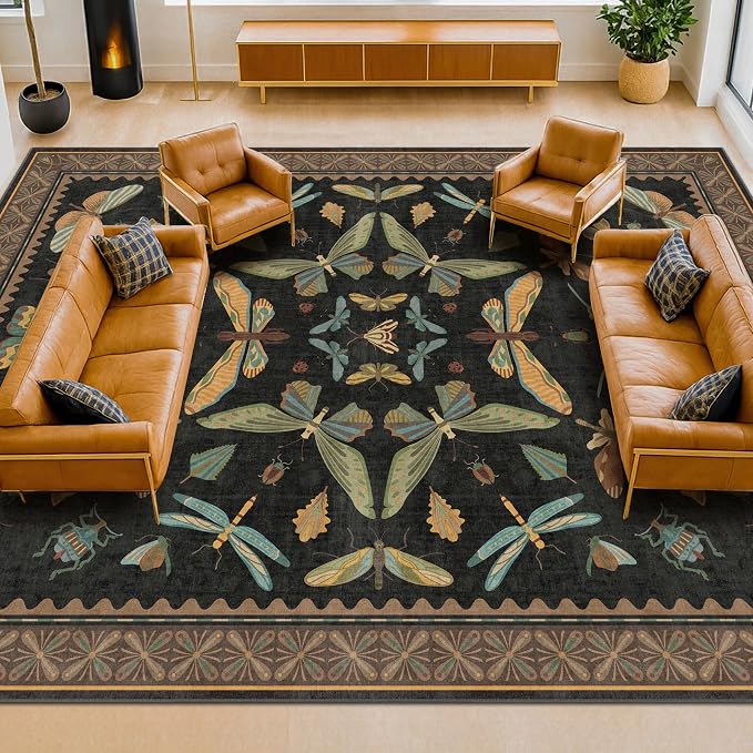 Hazo Haus Large Black Rug for Living Room by HazoHaus